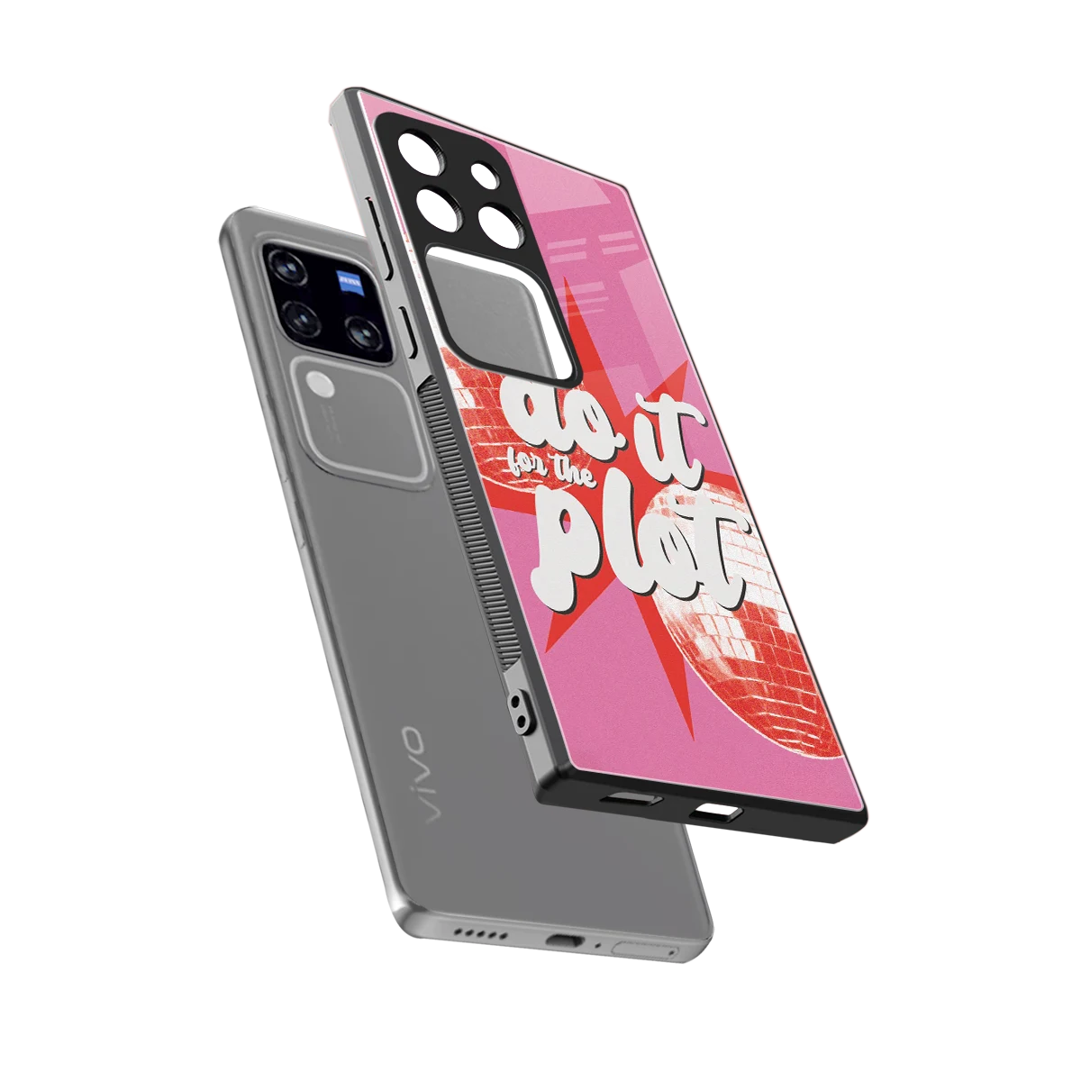For The Plot sleekvivo v30 pro cover with tempered glass back and TPU edges