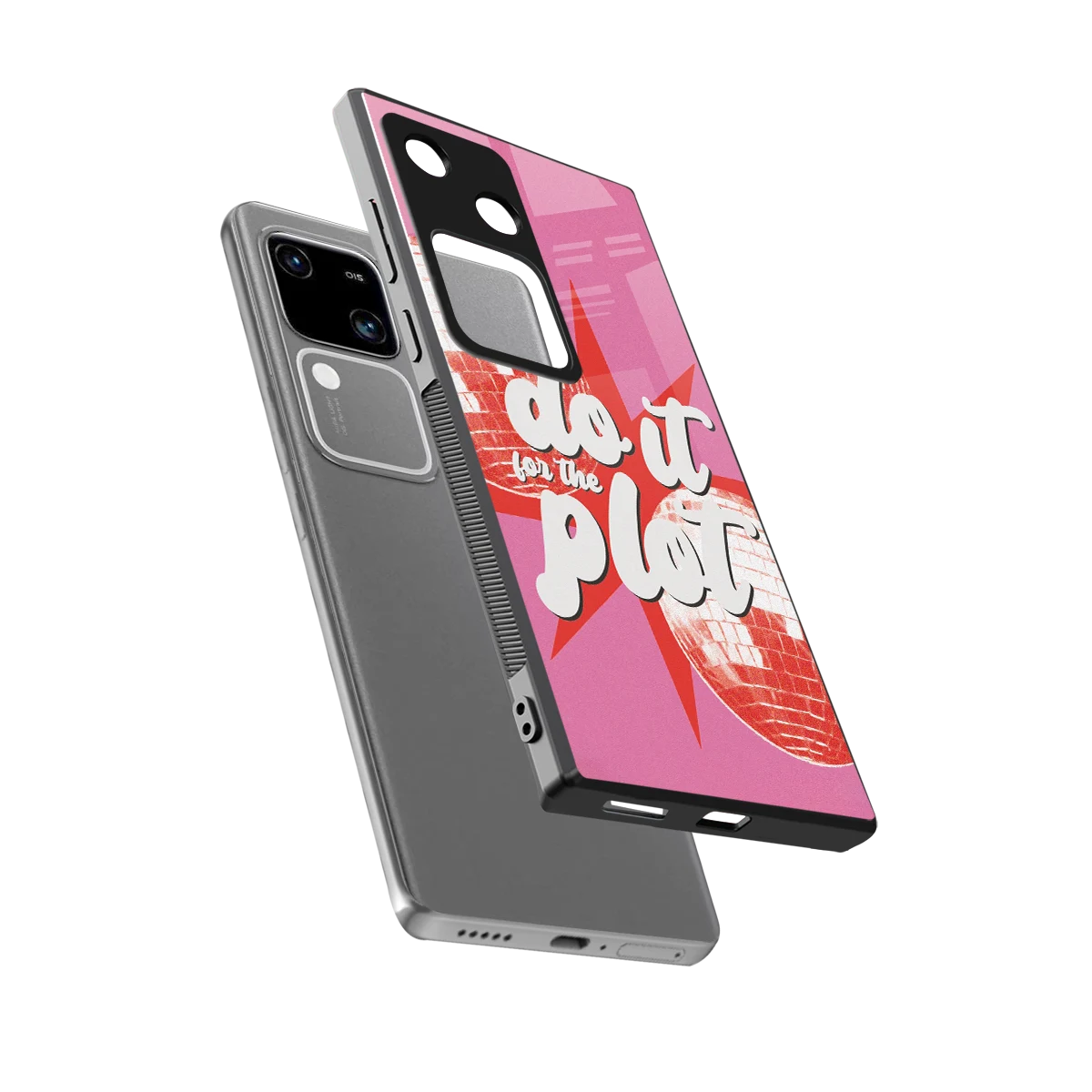 For The Plot sleek vivo v30 cover with tempered glass back and TPU edges