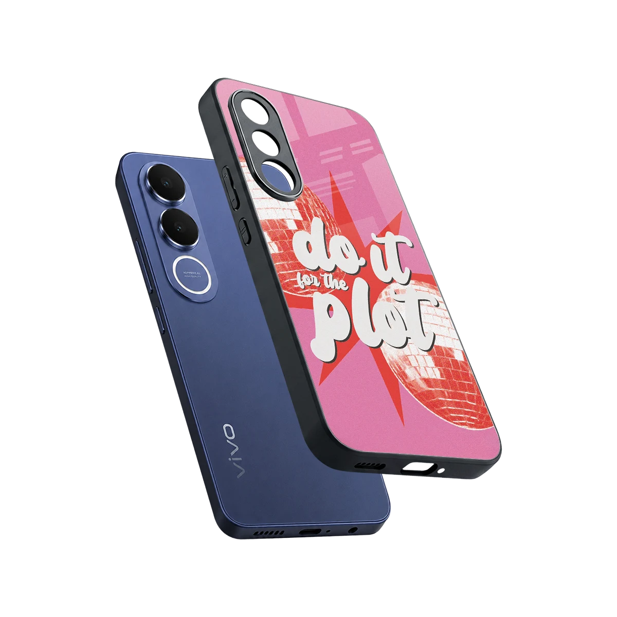 For The Plot sleek vivo v70 fe cover with tempered glass back and TPU edges