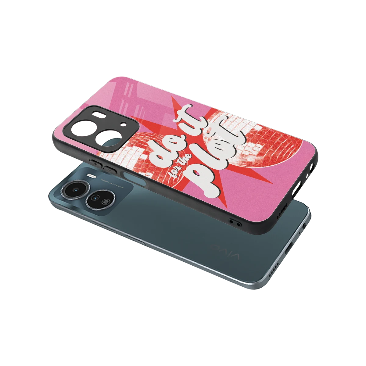 For The Plot sleek vivo y16 cover with tempered glass back and TPU edges
