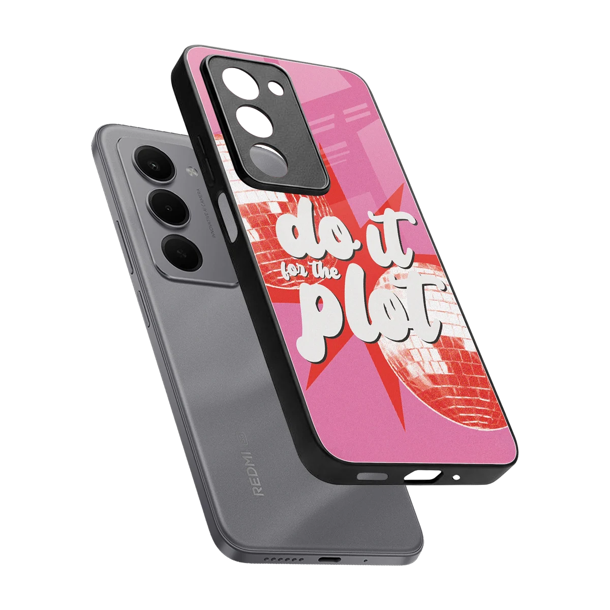 For The Plot sleek redmi 15 5g cover with tempered glass back and TPU edges