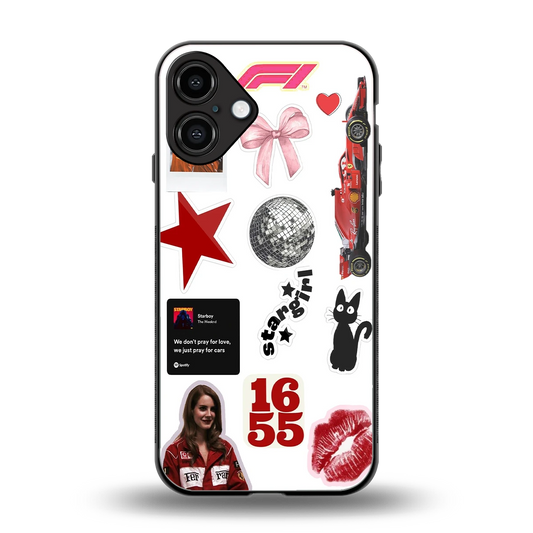 Formula 1 Fever back phone cover | glass case for iphone 16 plus