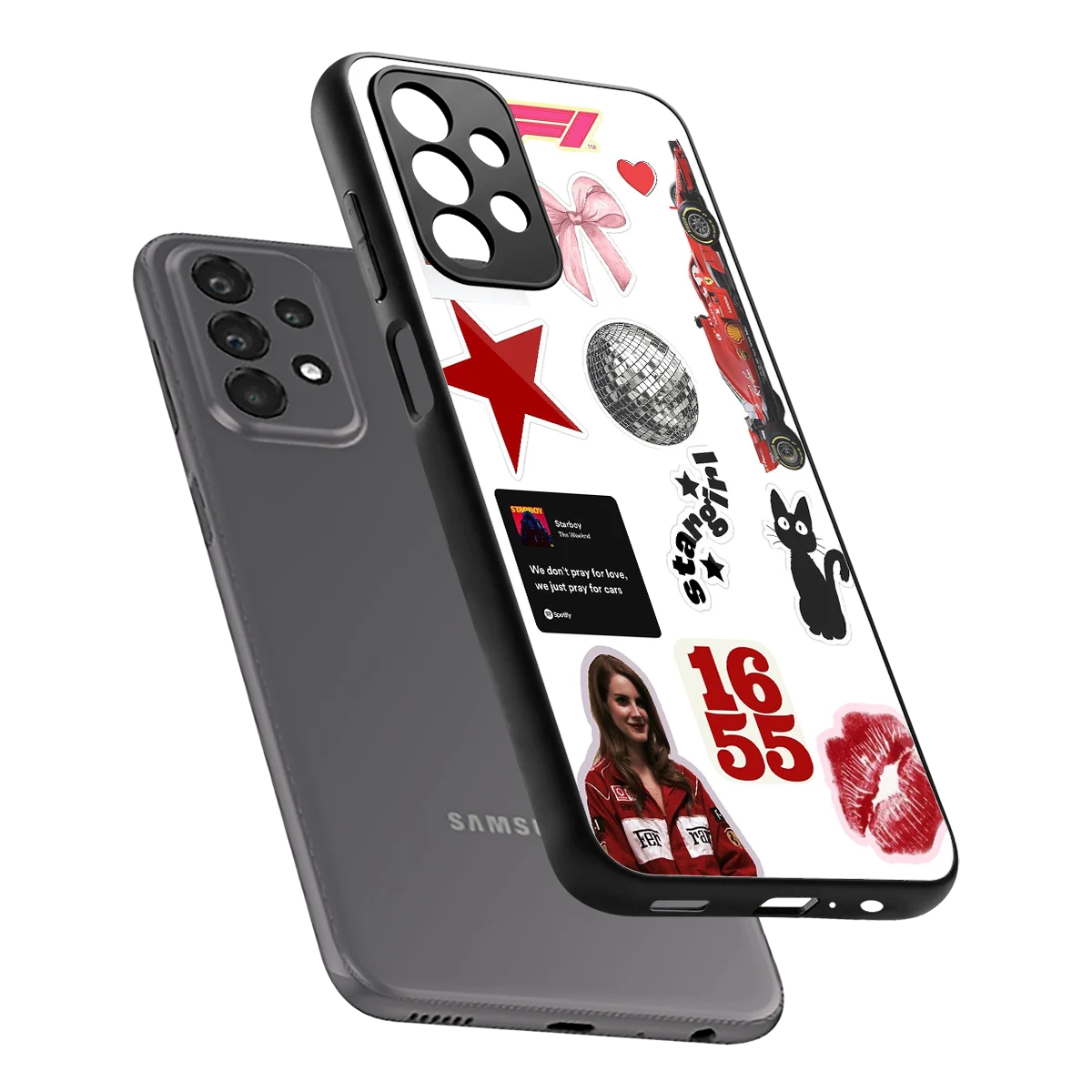 Formula 1 Fever sleek samsung galaxy a23 cover with tempered glass back and TPU edges