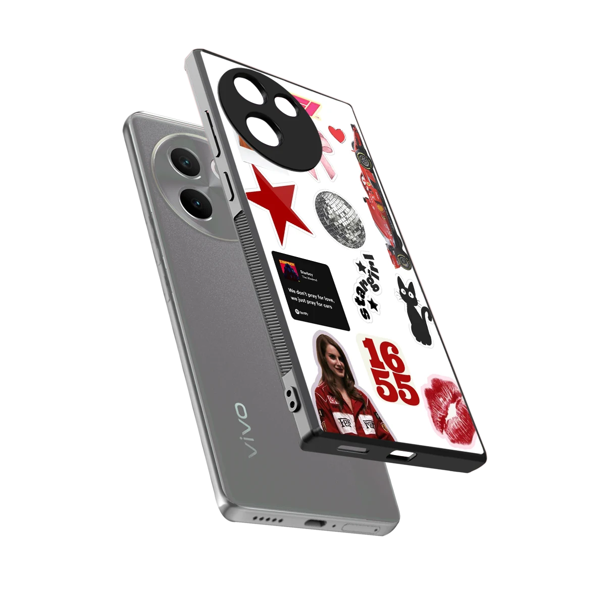 Formula 1 Fever sleek vivo v30e cover with tempered glass back and TPU edges