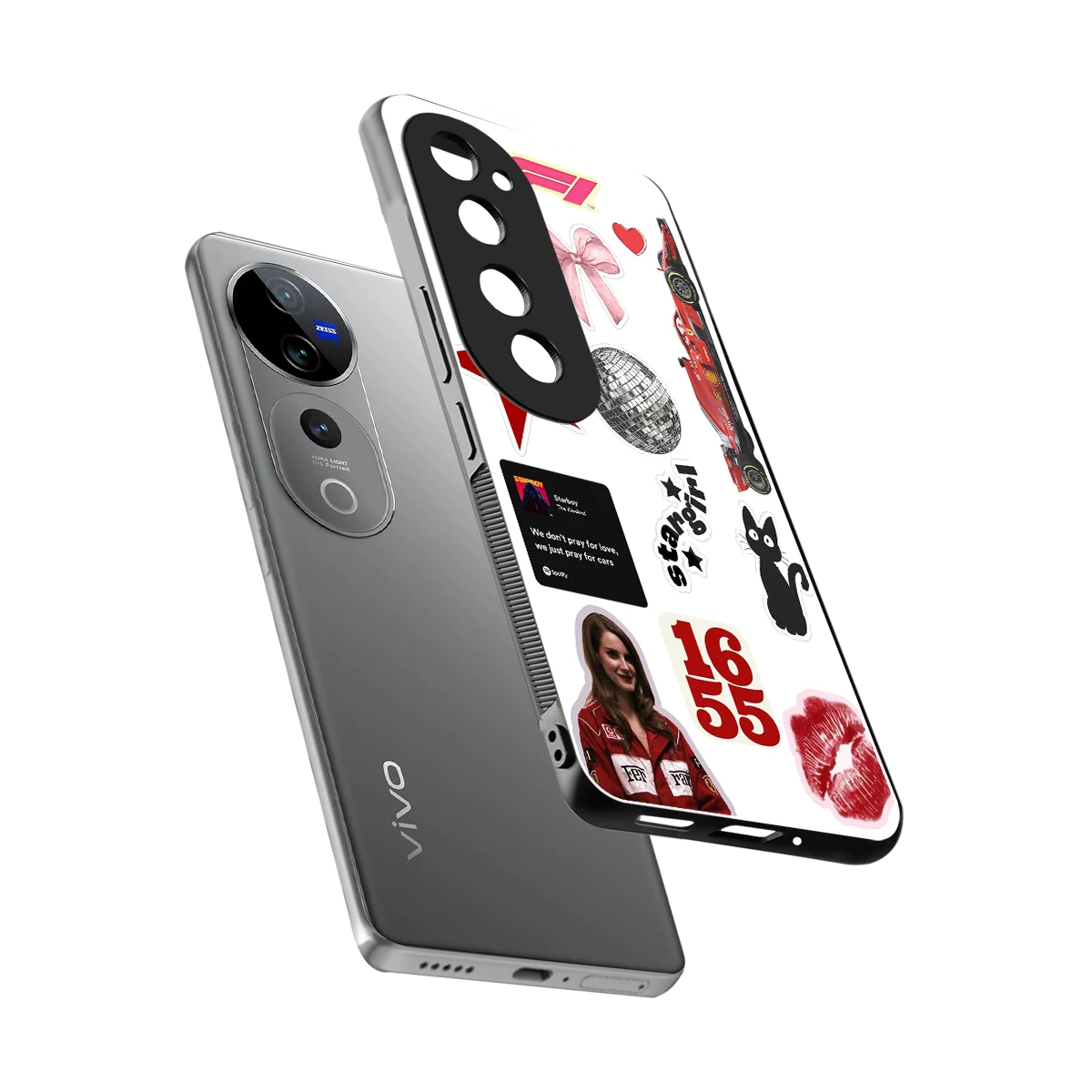 Formula 1 Fever sleek vivo v40 pro cover with tempered glass back and TPU edges