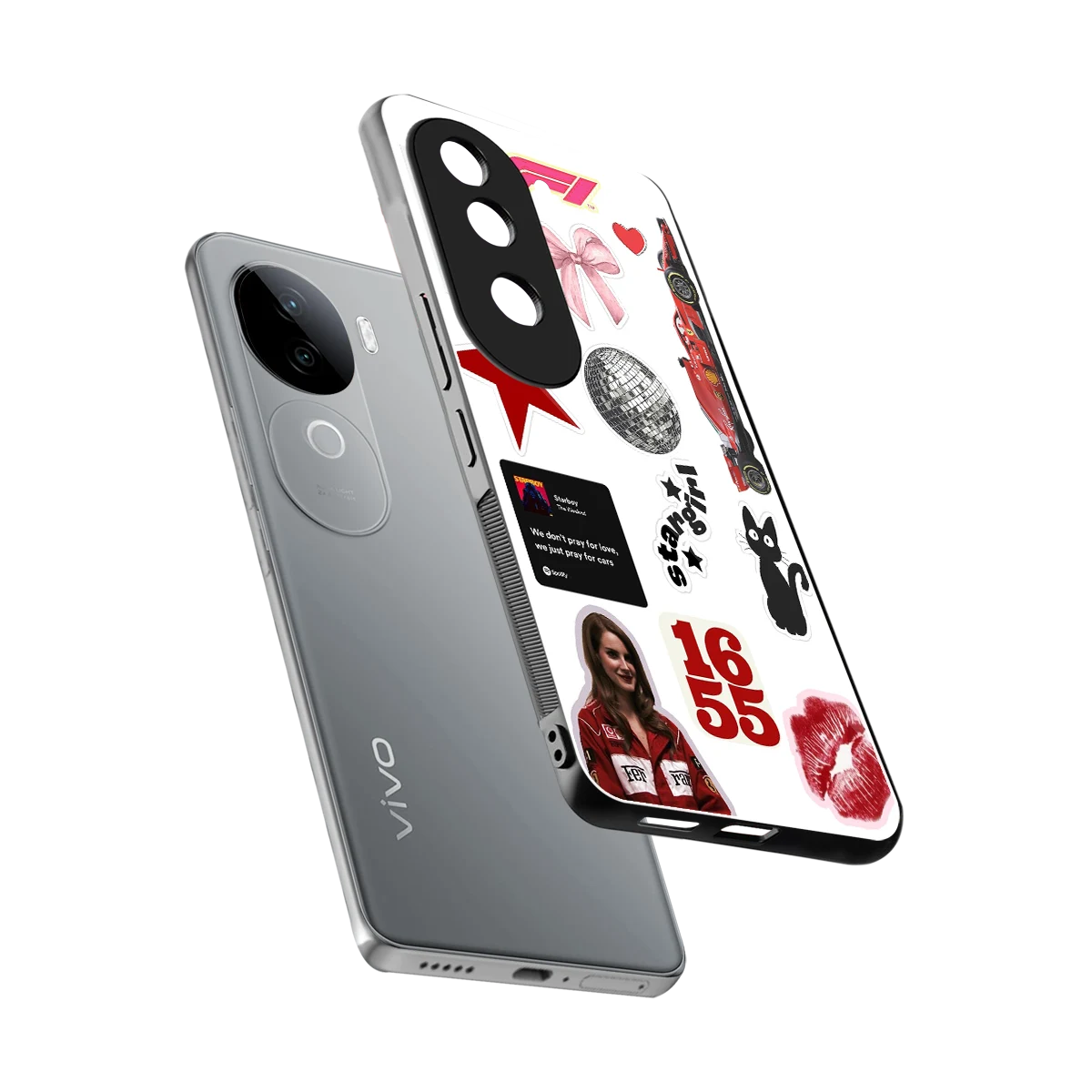 Formula 1 Fever sleek vivo v40e cover with tempered glass back and TPU edges