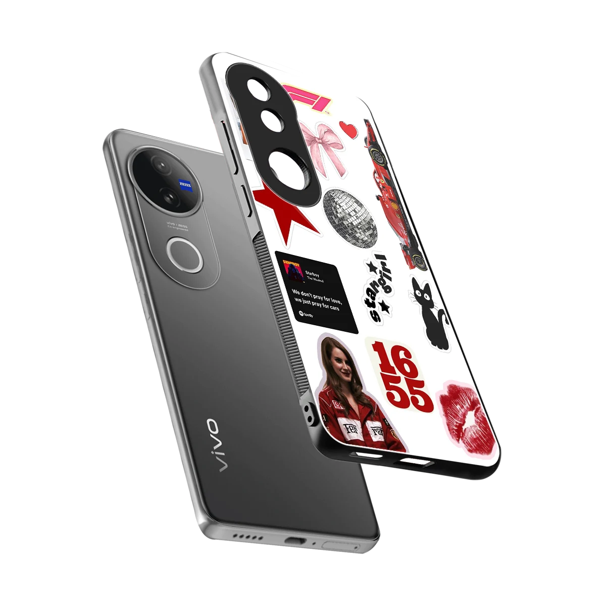 Formula 1 Fever sleek vivo v50 cover with tempered glass back and TPU edges