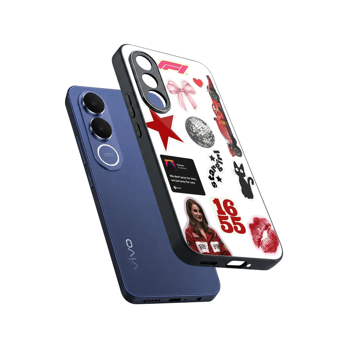 Formula 1 Fever sleek vivo v70 fe cover with tempered glass back and TPU edges