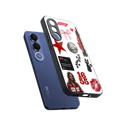 Formula 1 Fever sleek vivo v70 fe cover with tempered glass back and TPU edges