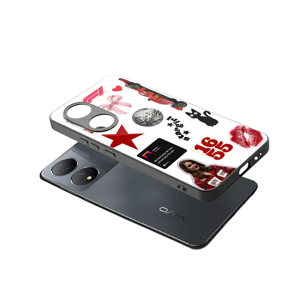 Formula 1 Fever sleek Vivo-y100 cover with tempered glass back and TPU edges