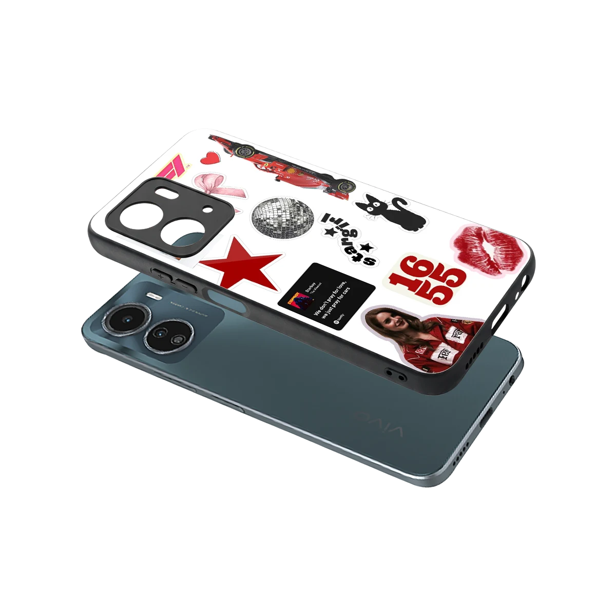 Formula 1 Fever sleek vivo y16 cover with tempered glass back and TPU edges