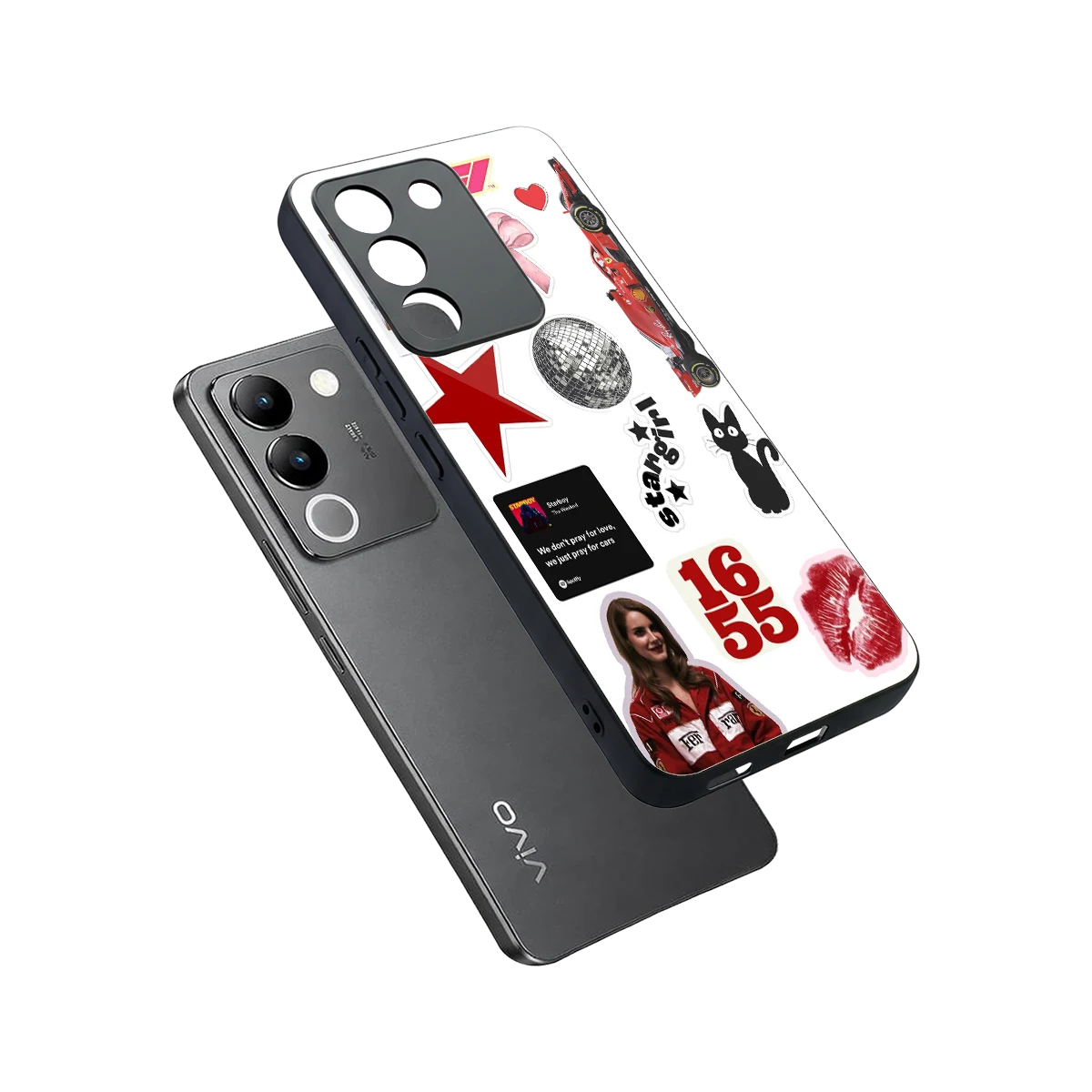 Formula 1 Fever sleek vivo y200 5g cover with tempered glass back and TPU edges