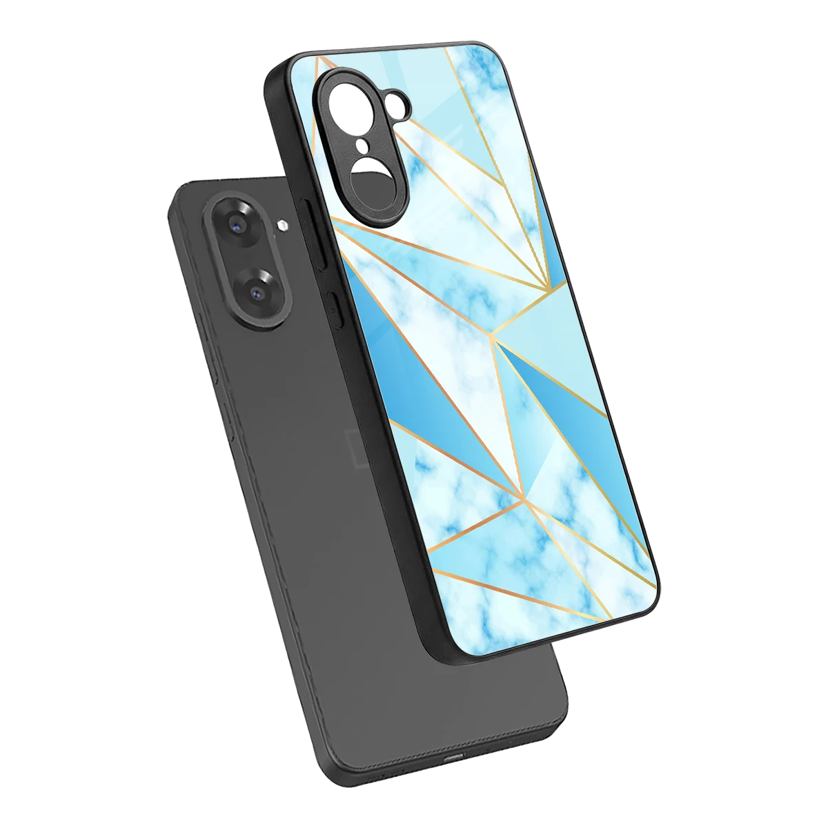 French Marble sleek oneplus nord ce5 5g cover with tempered glass back and TPU edges