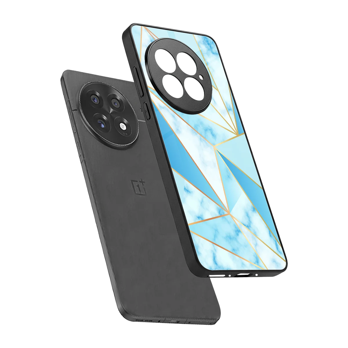 French Marble sleek oneplus 13 cover with tempered glass back and TPU edges