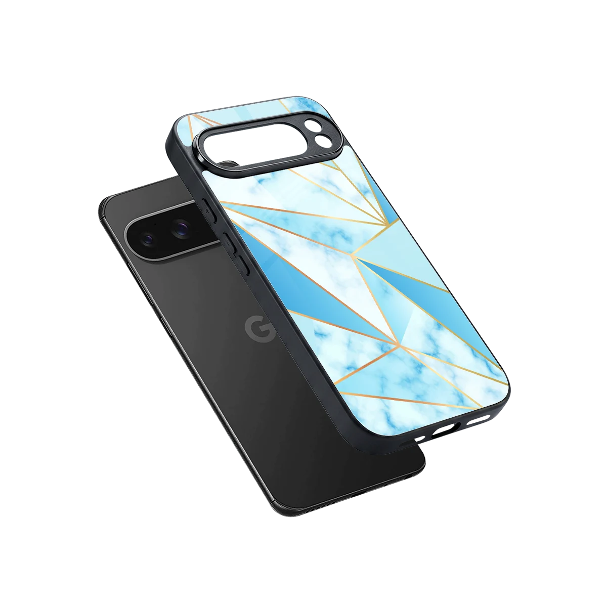 French Marble sleek google pixel 10 pro xl cover with tempered glass back and TPU edges