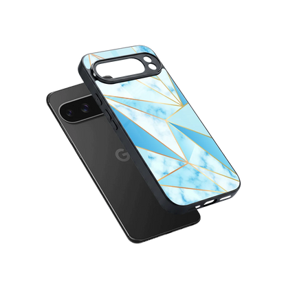 French Marble sleek google pixel 10 pro xl cover with tempered glass back and TPU edges