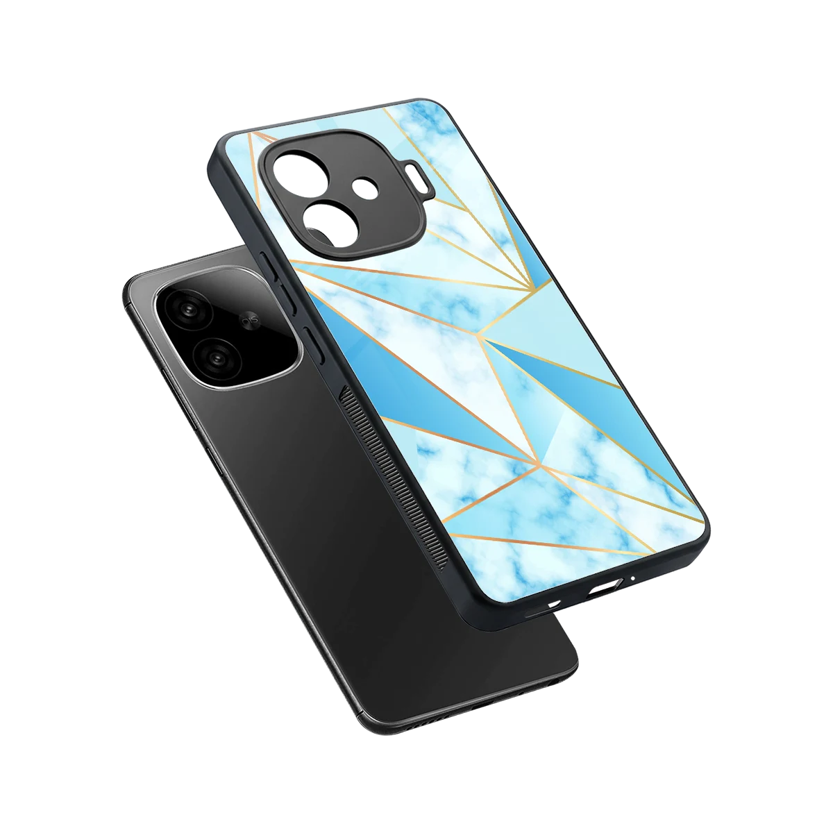 French Marble sleek iqoo neo 10r 5g cover with tempered glass back and TPU edges