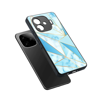 French Marble sleek iqoo neo 10r 5g cover with tempered glass back and TPU edges