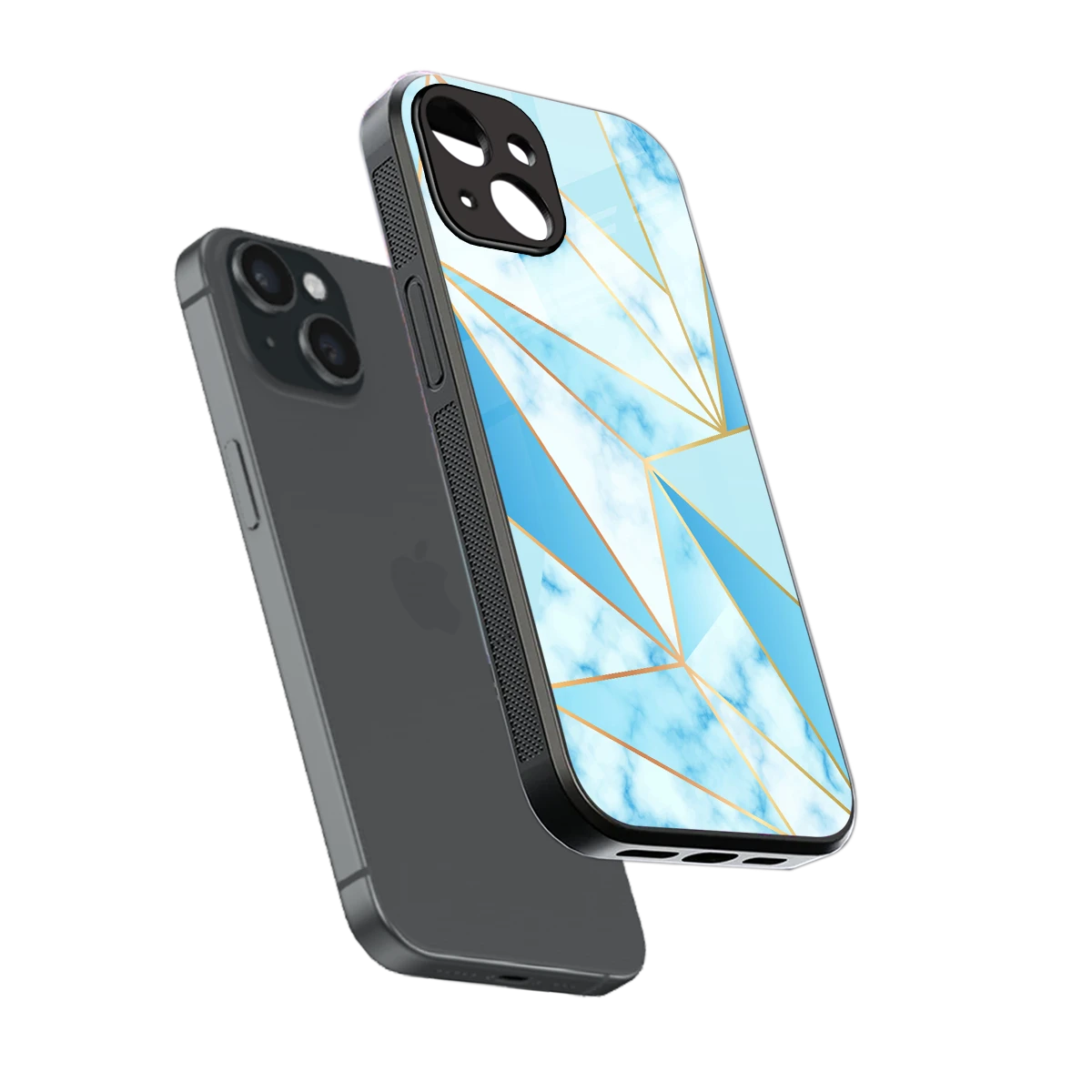French Marble sleek iphone 14 cover with tempered glass back and TPU edges