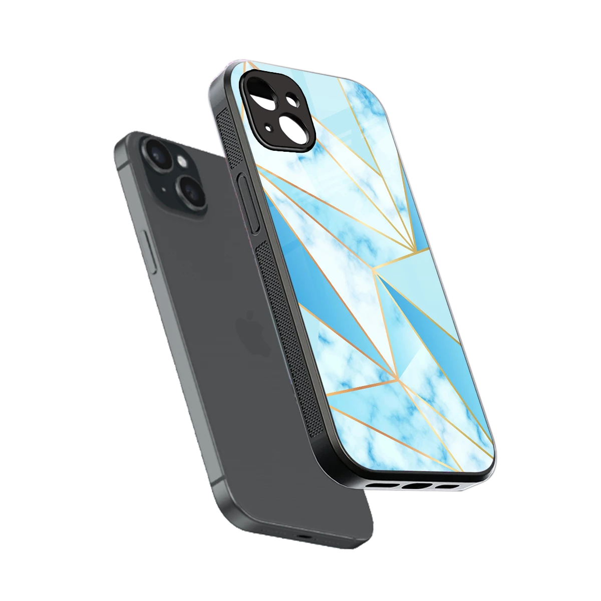 French Marble sleek iphone 14 plus cover with tempered glass back and TPU edges