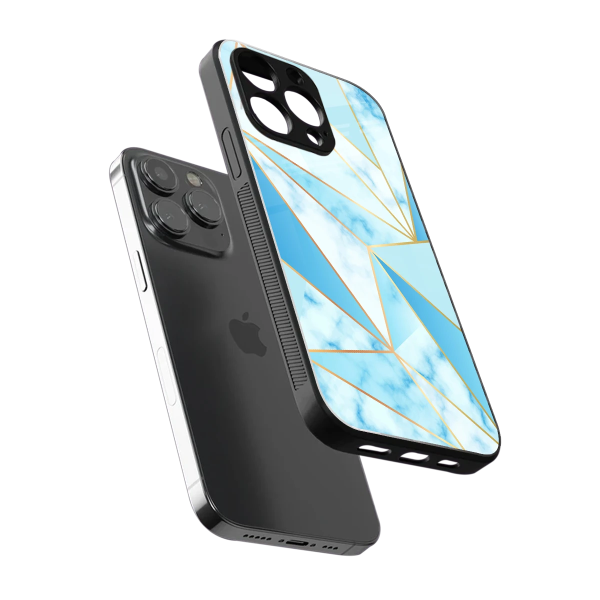 French Marble sleek iphone 15 pro max cover with tempered glass back and TPU edges