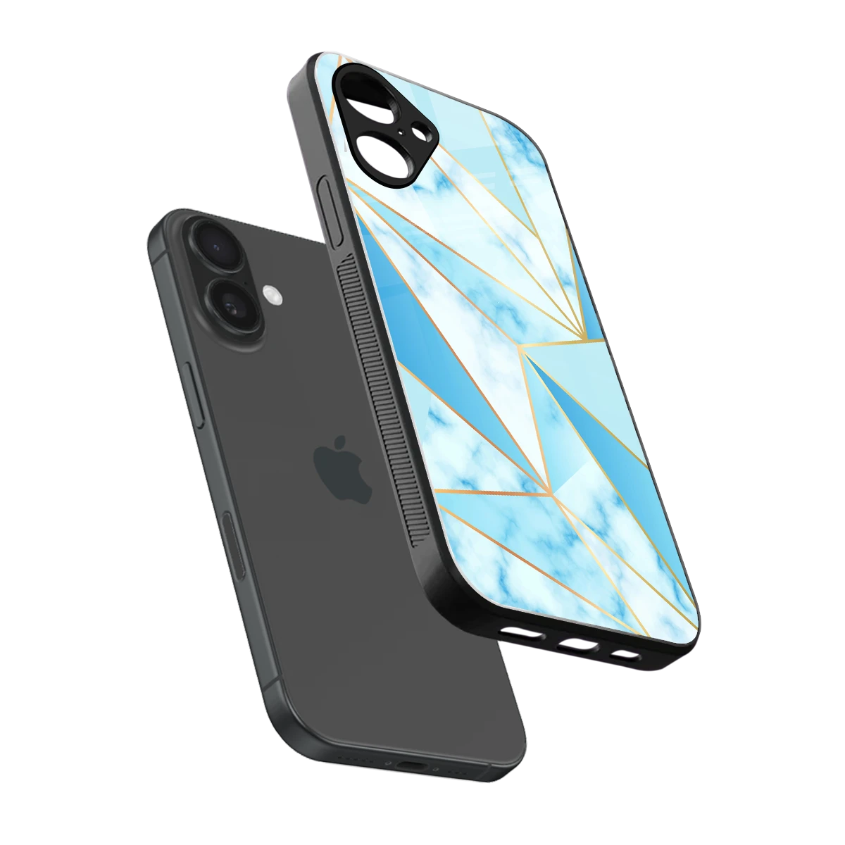 French Marble sleek iPhone 16 cover with tempered glass back and TPU edges