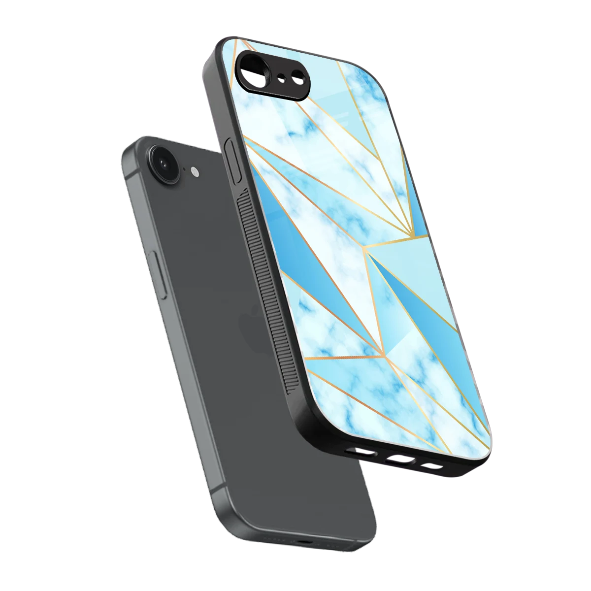 French Marble sleek iphone 16e cover with tempered glass back and TPU edges
