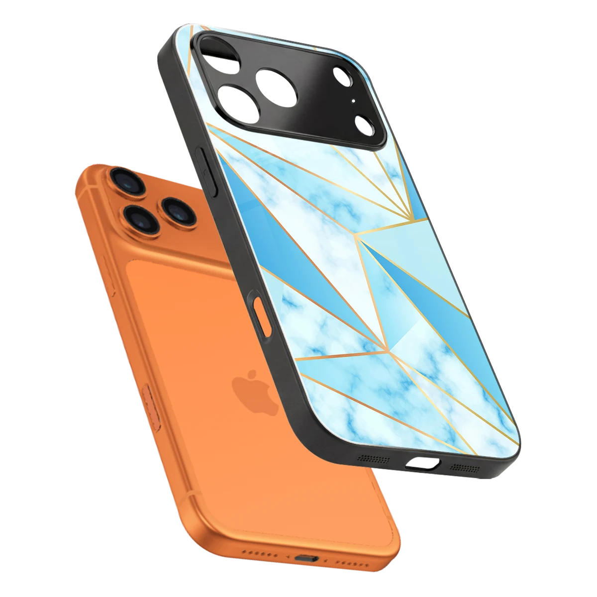 French Marble sleek iphone 17 pro cover with tempered glass back and TPU edges