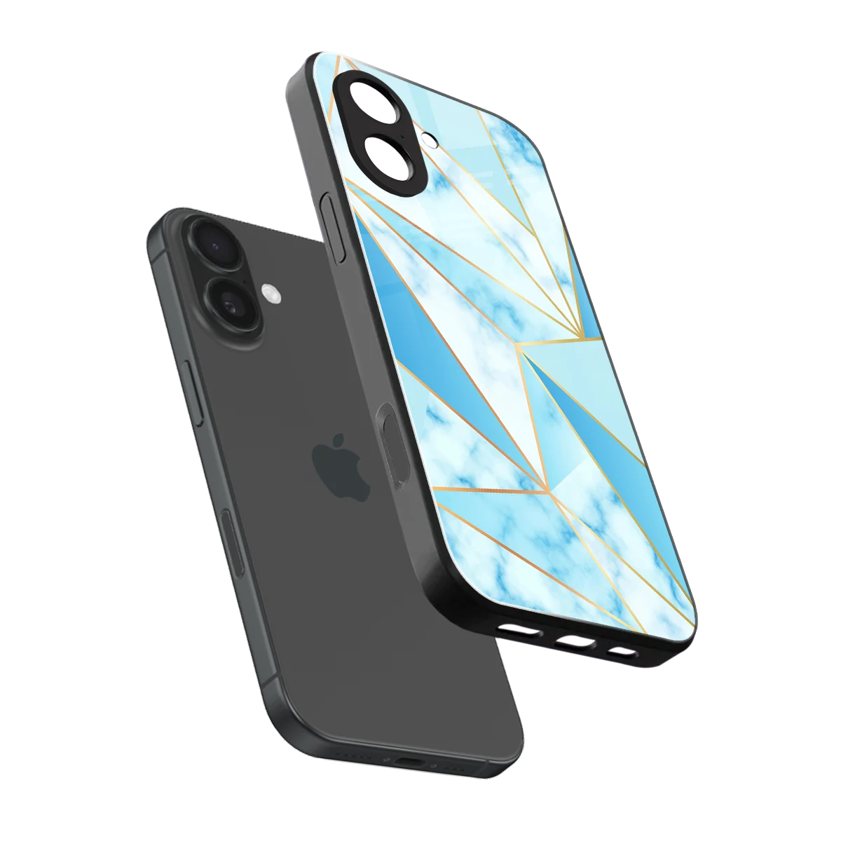 French Marble sleek iphone 17 cover with tempered glass back and TPU edges