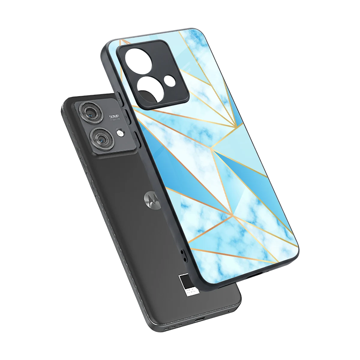 French Marble sleek motorola edge 40 neo 5g cover with tempered glass back and TPU edges