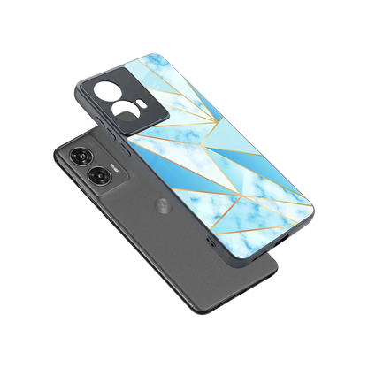 French Marble sleek motorola edge 50 fusion cover with tempered glass back and TPU edges