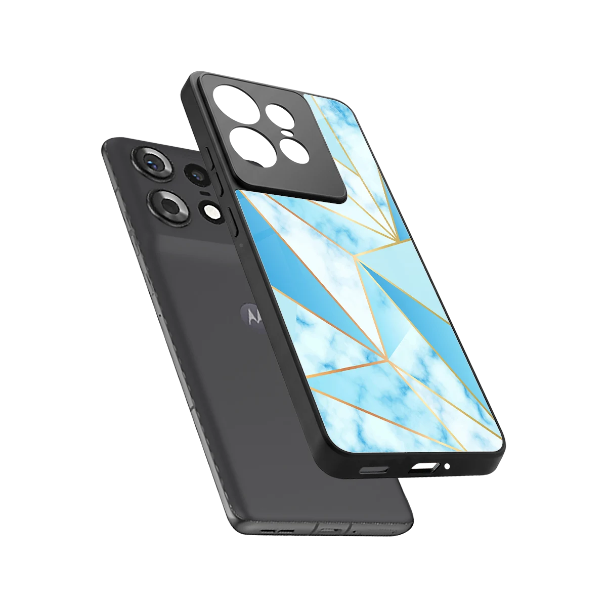 French Marble sleek motorola edge 50 pro cover with tempered glass back and TPU edges