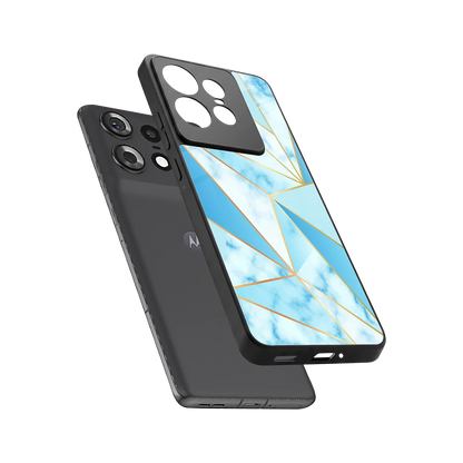 French Marble sleek motorola edge 50 pro cover with tempered glass back and TPU edges