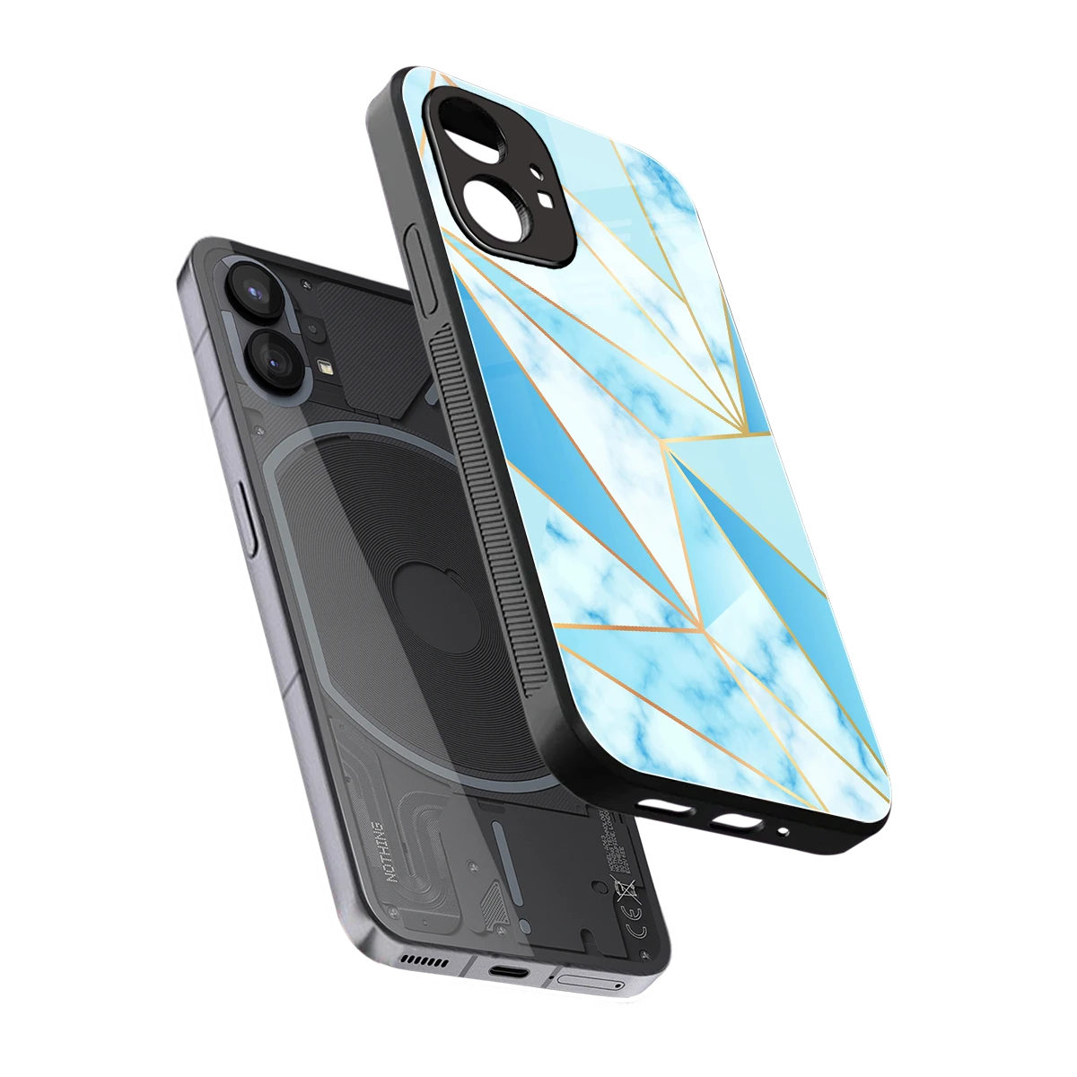 French Marble sleek nothing phone 1 cover with tempered glass back and TPU edges