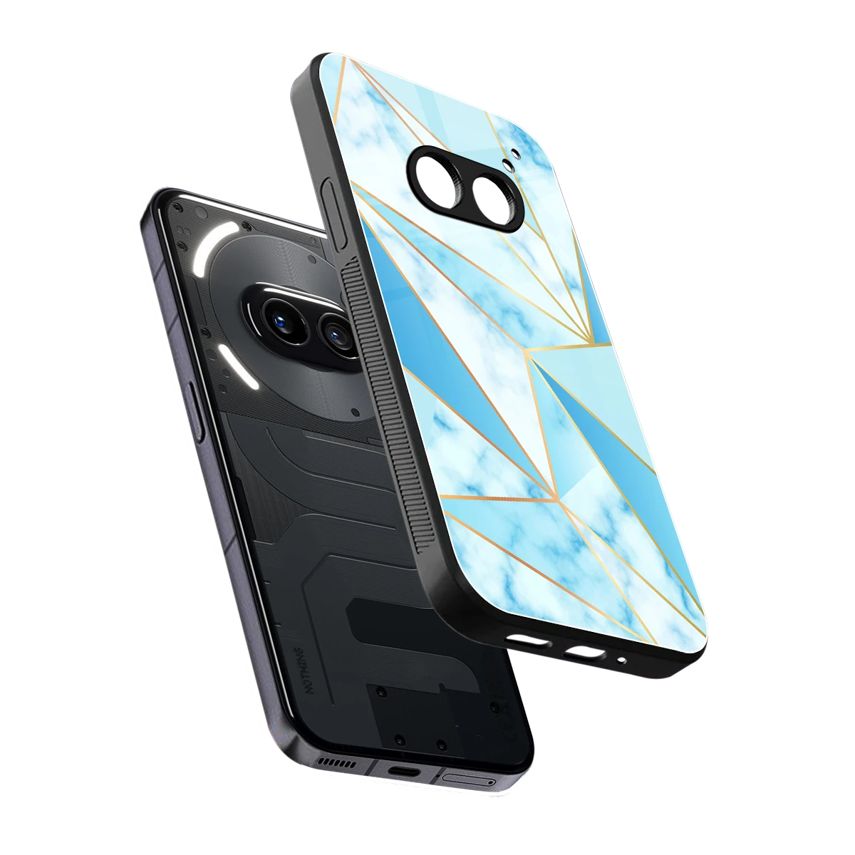 French Marble sleek nothing phone 2a plus cover with tempered glass back and TPU edges