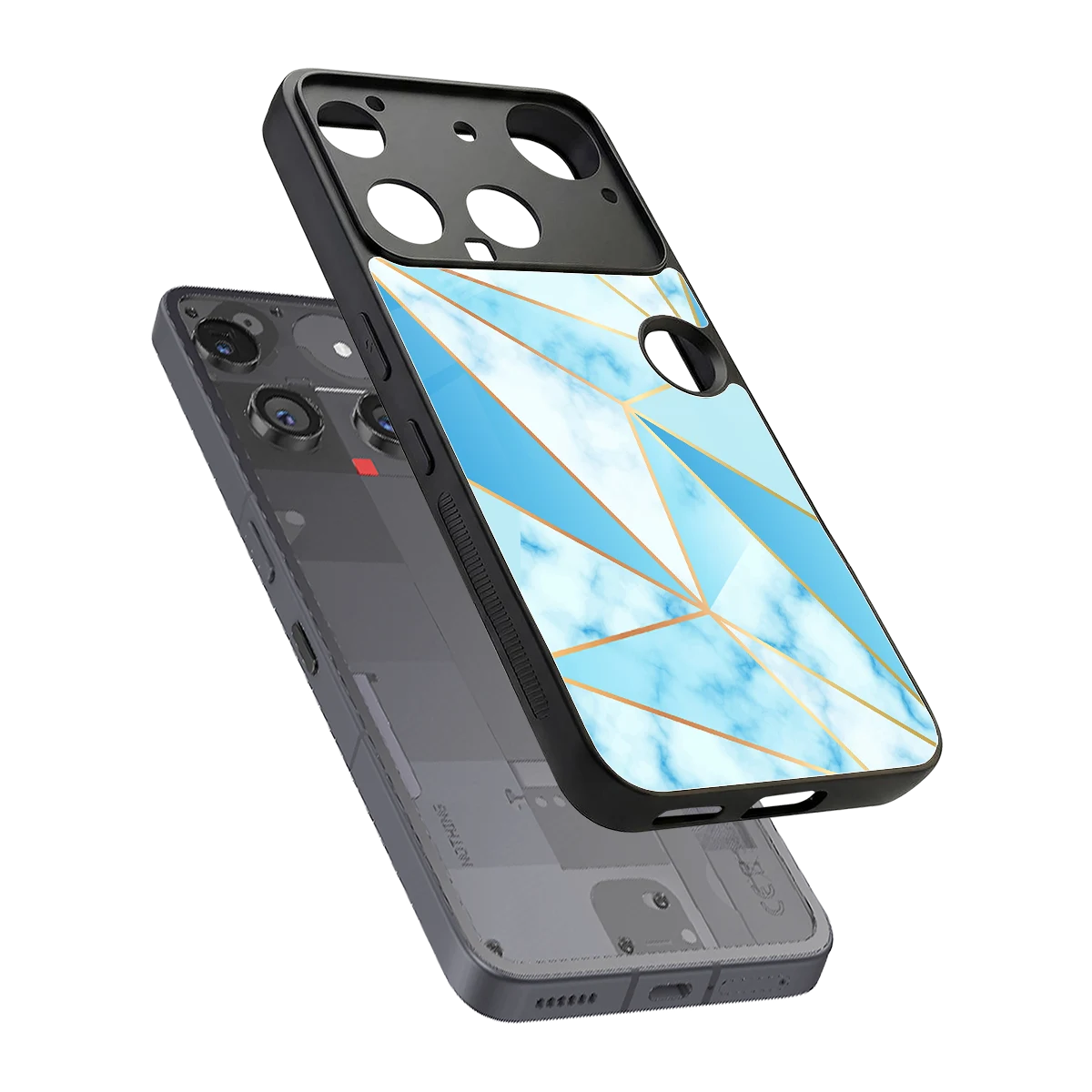 French Marble sleek nothing phone 3 cover with tempered glass back and TPU edges