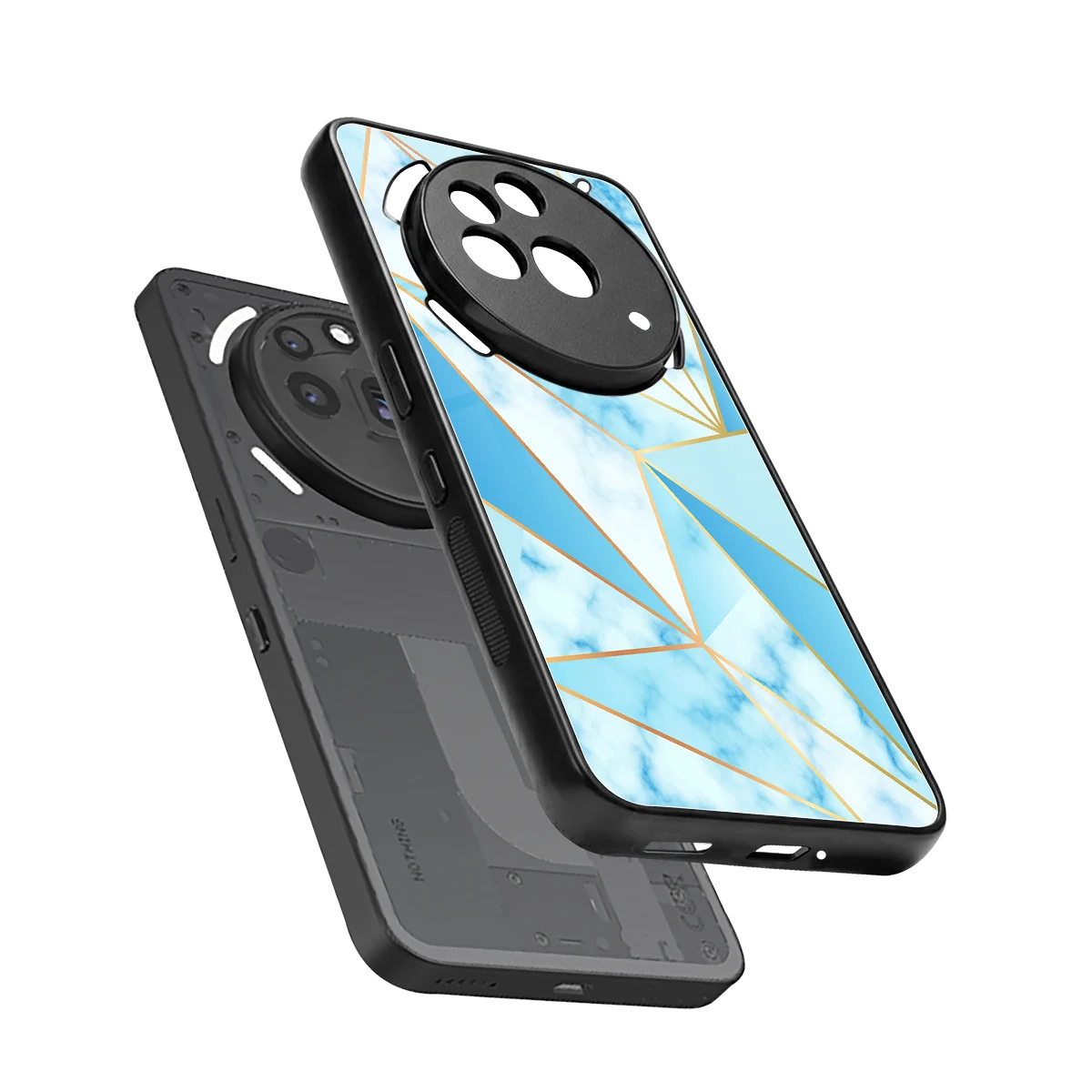 French Marble sleek nothing phone 3a pro cover with tempered glass back and TPU edges
