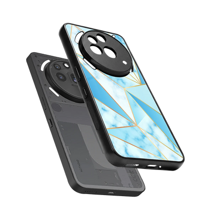 French Marble sleek nothing phone 3a pro cover with tempered glass back and TPU edges