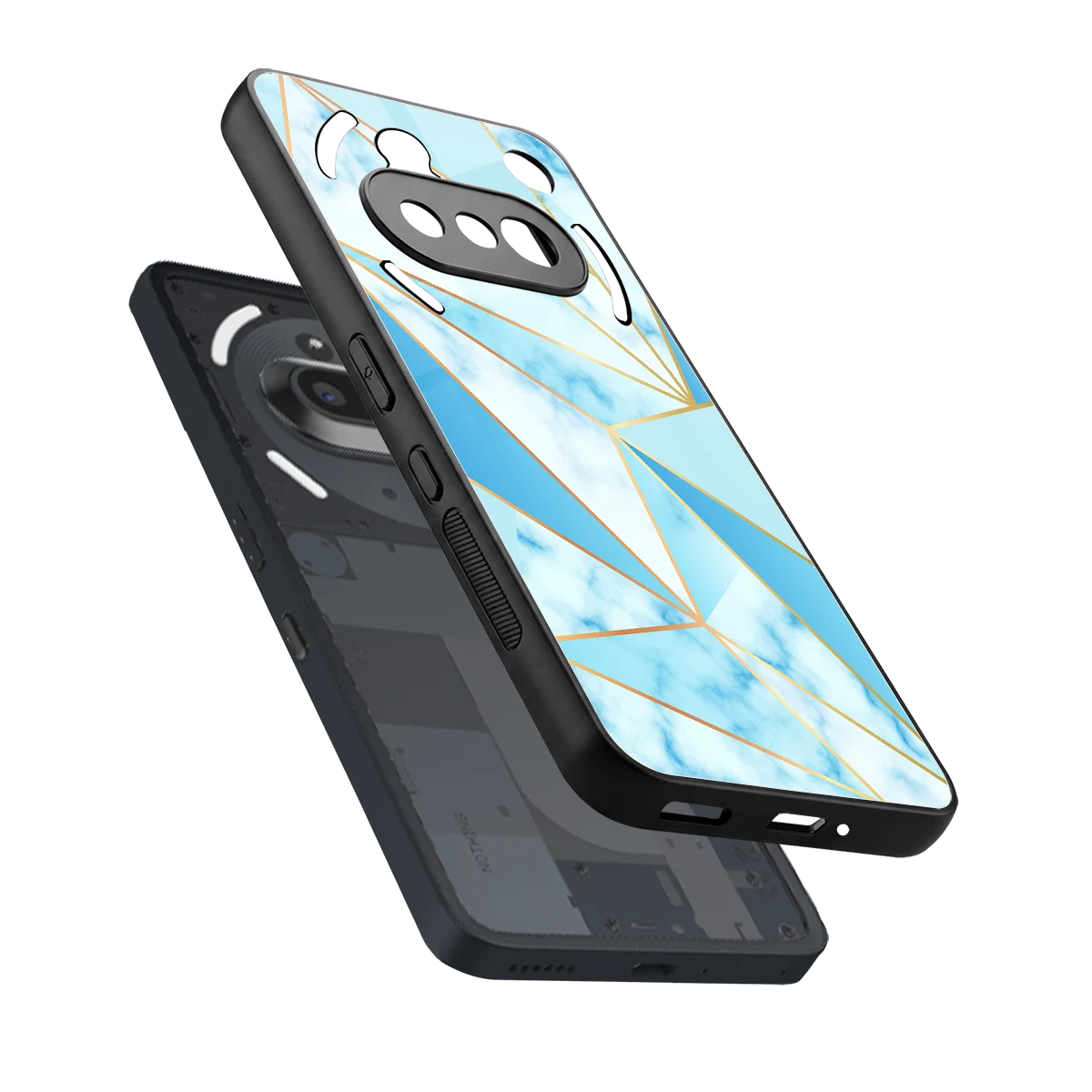 French Marble sleek nothing phone 3a cover with tempered glass back and TPU edges