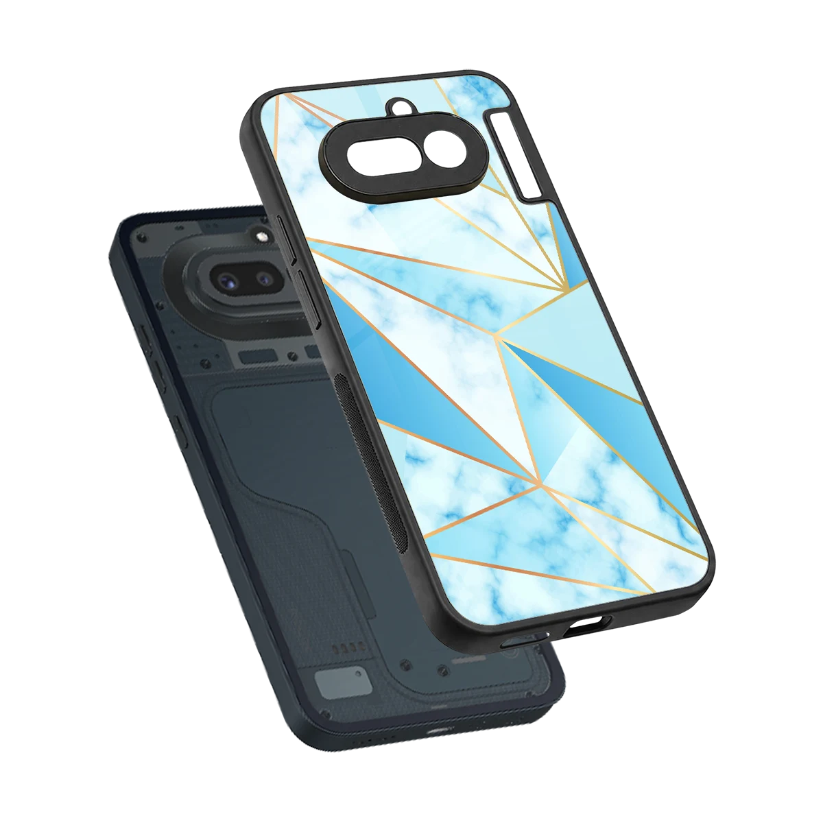 French Marble sleek nothing phone 4a cover with tempered glass back and TPU edges