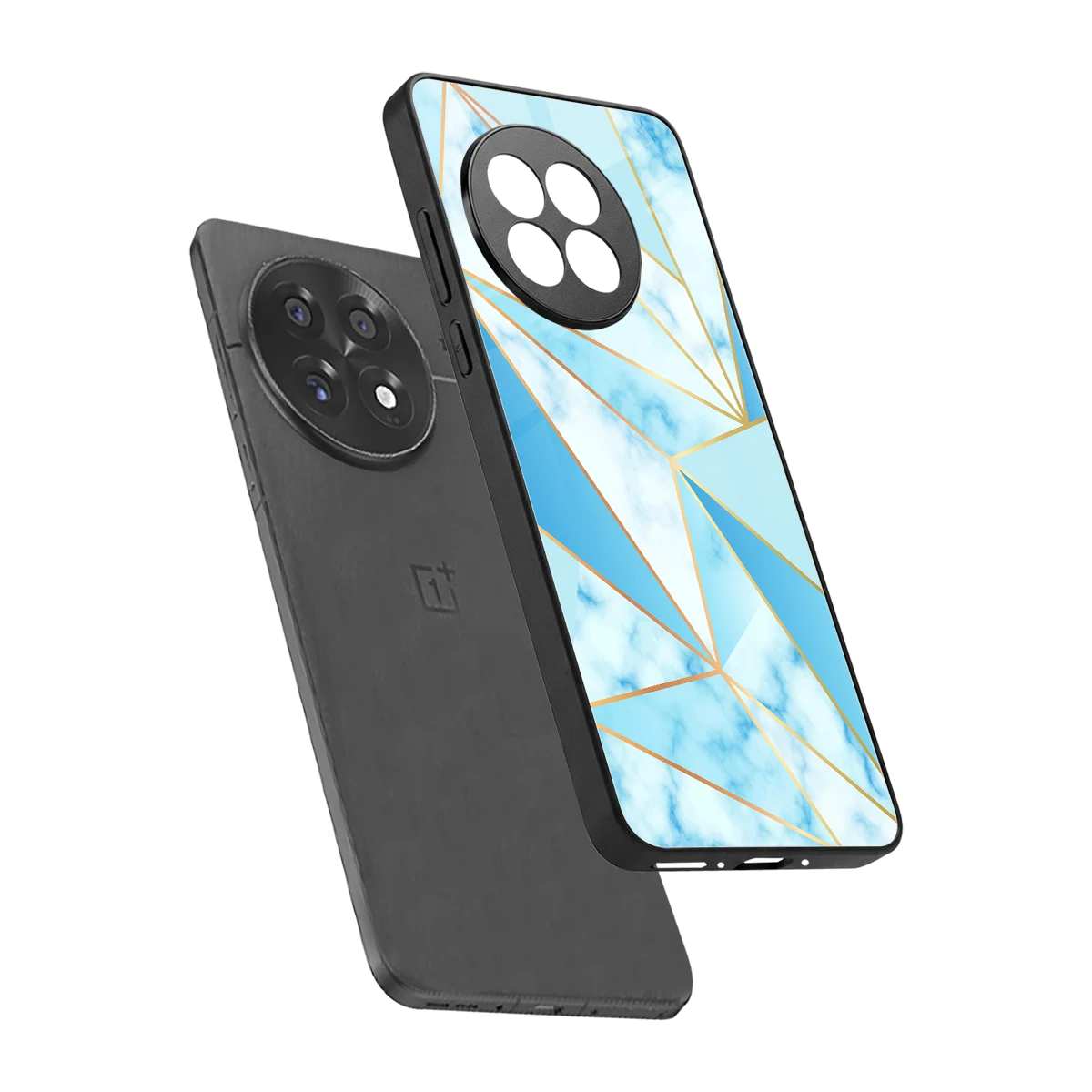 French Marble sleek oneplus 13r cover with tempered glass back and TPU edges