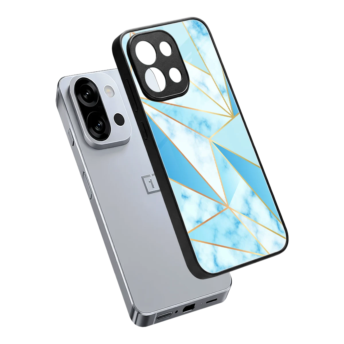 French Marble sleek oneplus 13s cover with tempered glass back and TPU edges