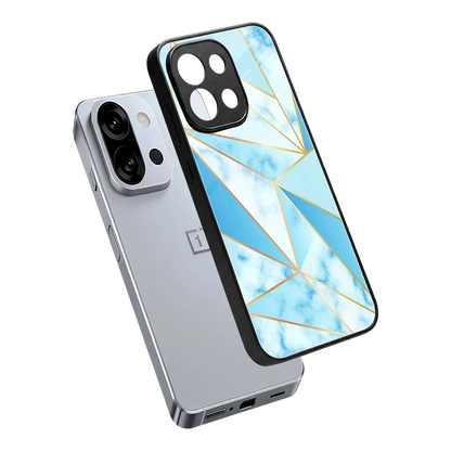 French Marble sleek oneplus 13s cover with tempered glass back and TPU edges