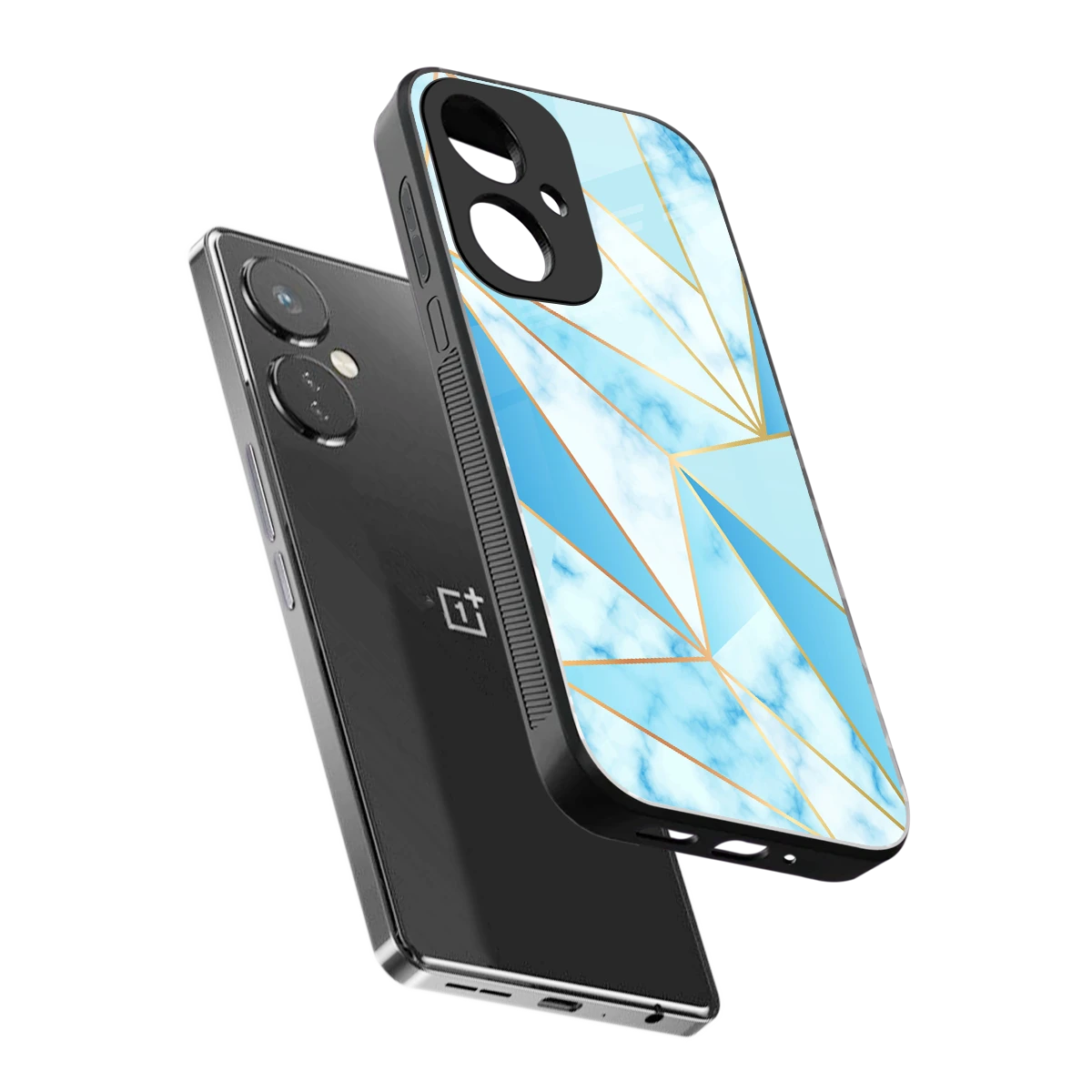 French Marble sleek oneplus nord ce 3 cover with tempered glass back and TPU edges