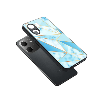 French Marble sleek oppo a5x 5g cover with tempered glass back and TPU edges
