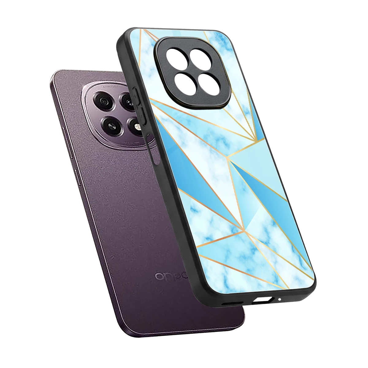 French Marble sleek oppo f29 5g cover with tempered glass back and TPU edges