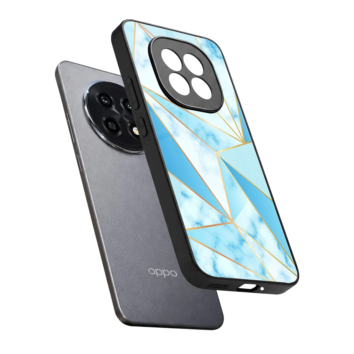 French Marble sleek oppo f29 pro 5g cover with tempered glass back and TPU edges