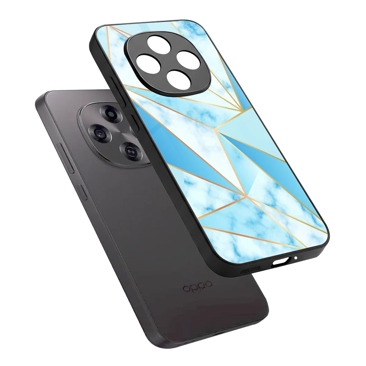 French Marble sleek oppo f31 pro 5g cover with tempered glass back and TPU edges