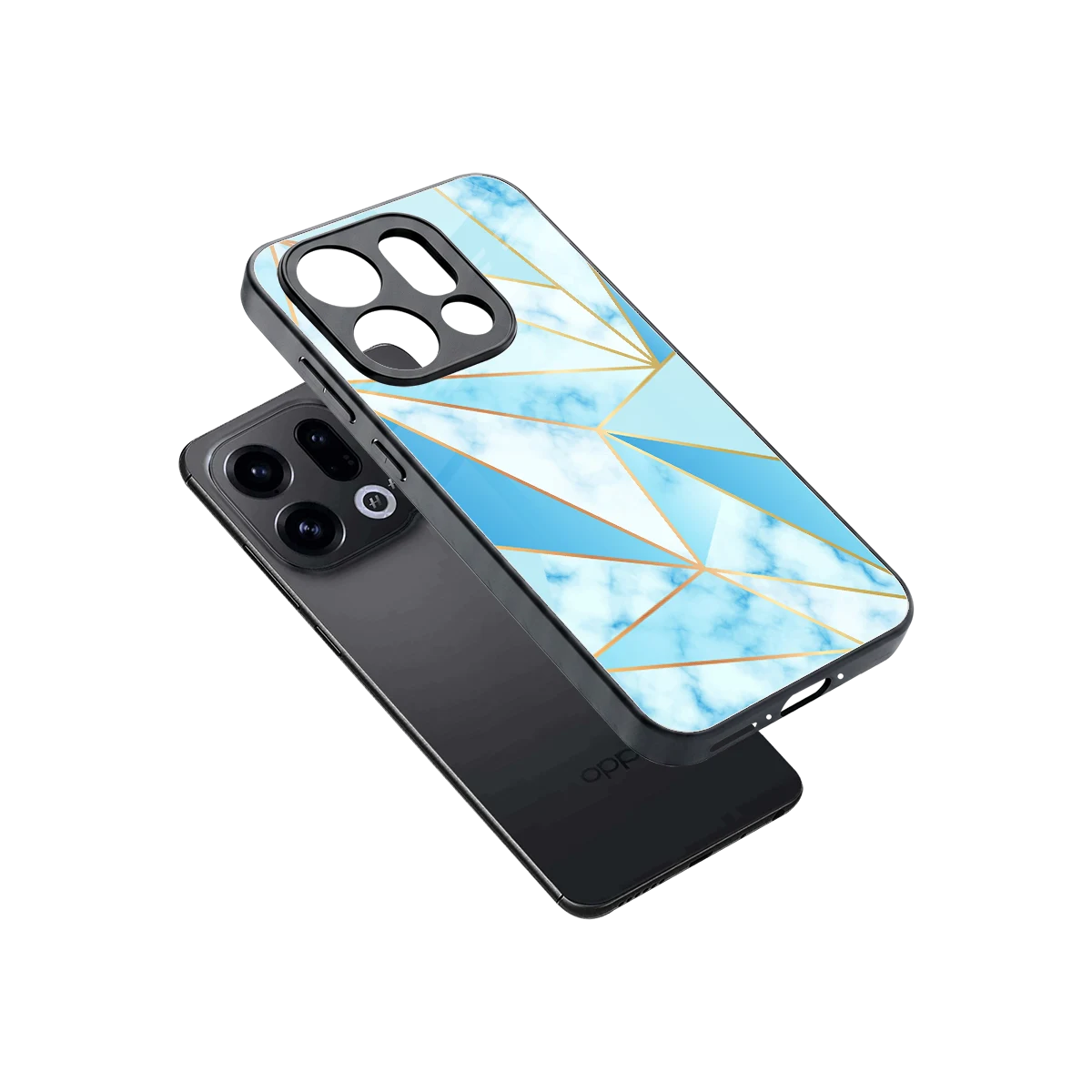 French Marble sleek oppo find x9 cover with tempered glass back and TPU edges