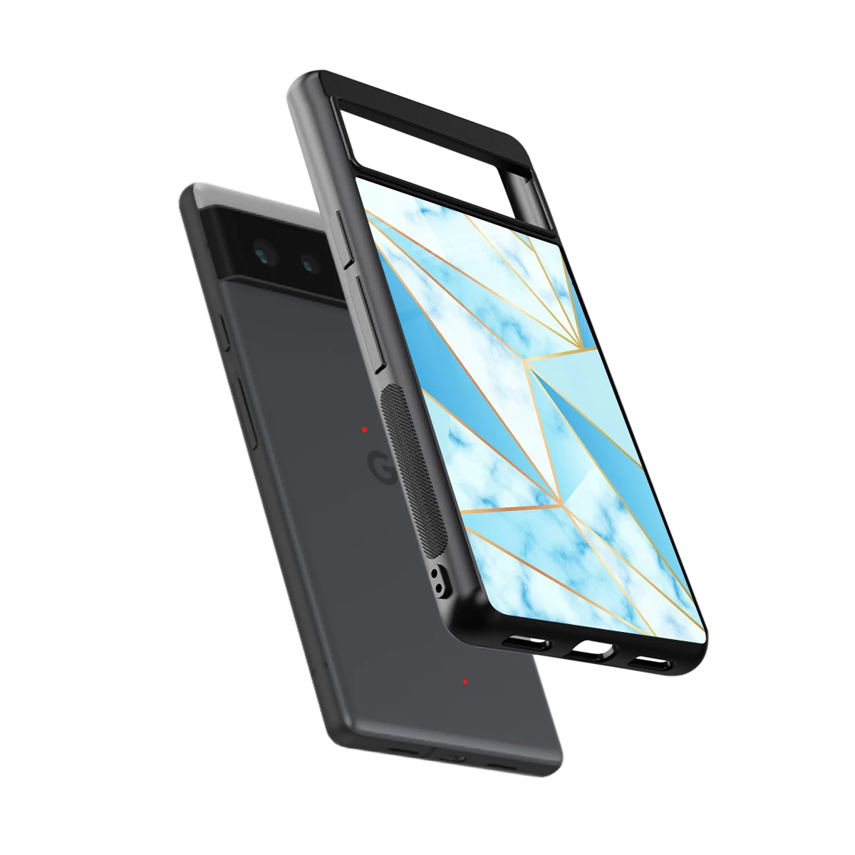 French Marble sleek google pixel 6 cover with tempered glass back and TPU edges